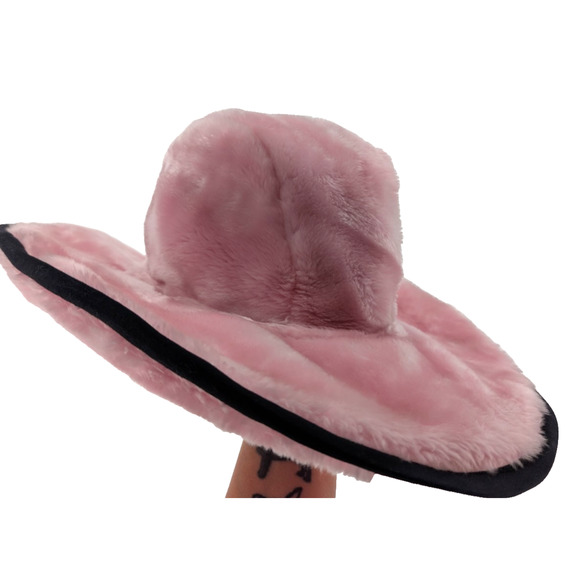 Vintage‎ Goorin Bros Pink Fuzzy Faux Fur Wide Brim Cowboy Western Hat Rare - Picture 3 of 16